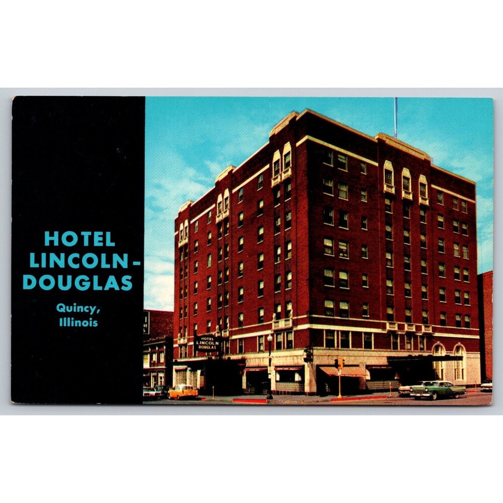 Vintage Postcard 1961 Hotel Lincoln-Douglas Quincy Illinois Schimmel Service